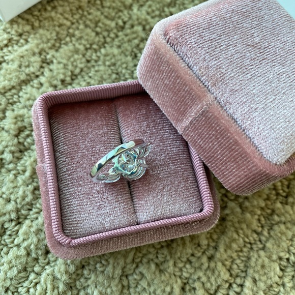 White Gold and Moissanite 3-Stone Engagement Ring - Picture 8 of 9